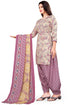 Beige & Light Purple Cotton Blend Printed Unstitched Salwar Suit Material
