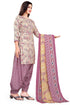 Beige & Light Purple Cotton Blend Printed Unstitched Salwar Suit Material