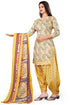 Yellow & Grey Cotton Blend Printed Unstitched Salwar Suit Material