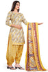 Yellow & Grey Cotton Blend Printed Unstitched Salwar Suit Material