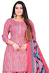 Light Pink & Grey Cotton Blend Printed Unstitched Salwar Suit Material