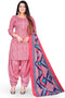 Light Pink & Grey Cotton Blend Printed Unstitched Salwar Suit Material