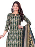 Green & Beige Cotton Blend Printed Unstitched Salwar Suit Material