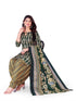 Green & Beige Cotton Blend Printed Unstitched Salwar Suit Material