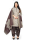 Grey Cotton Blend Printed Unstitched Salwar Suit Material