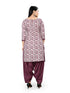 Mauve Cotton Blend Printed Unstitched Salwar Suit Material