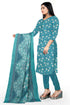 Aqua Cotton Blend Printed Unstitched Salwar Suit Material
