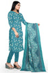 Aqua Cotton Blend Printed Unstitched Salwar Suit Material