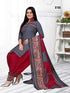 Grey Cotton Blend Printed Unstitched Salwar Suit Material