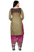 Beige Cotton Blend Printed Unstitched Salwar Suit Material