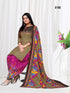 Beige Cotton Blend Printed Unstitched Salwar Suit Material