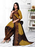 Mustard & Brown Cotton Blend Printed Unstitched Salwar Suit Material