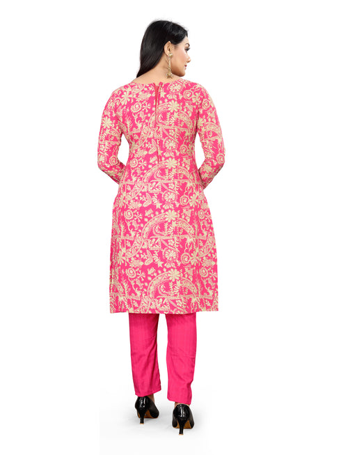 Pink Cotton Blend Printed Unstitched Salwar Suit Material