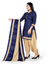 Navy Blue Cotton Blend Printed Unstitched Salwar Suit Material