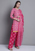Pink Polyester Cotton Printed Salwar Suit with Dupatta
