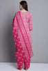 Pink Polyester Cotton Printed Salwar Suit with Dupatta
