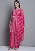 Pink Polyester Cotton Printed Salwar Suit with Dupatta