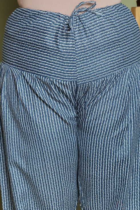 Grey & White Cotton Blend Printed Ready to Wear Patiala Salwar Suit