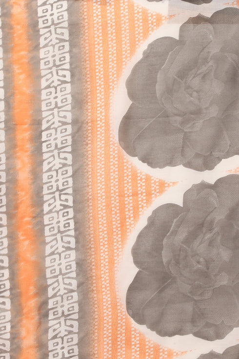 Light Orange & White Cotton Blend Printed Readymade Patiala Salwar Suit