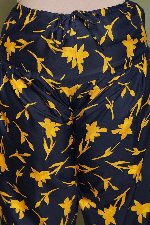 Mustard Cotton Blend Printed Plus Size Ready to Wear Patiala Salwar Suit