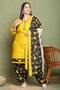 Mustard Cotton Blend Printed Plus Size Ready to Wear Patiala Salwar Suit