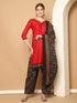 Maroon Cotton Blend Printed Readymade Patiala Salwar Suit