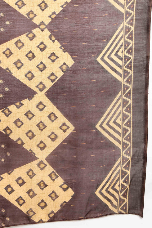 Brown Cotton Blend Printed Ready to Wear Patiala Salwar Suit