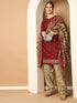 Maroon Cotton Blend Printed Ready to Wear Patiala Salwar Suit