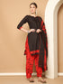 Black Cotton Blend Printed Readymade Patiala Salwar Suit
