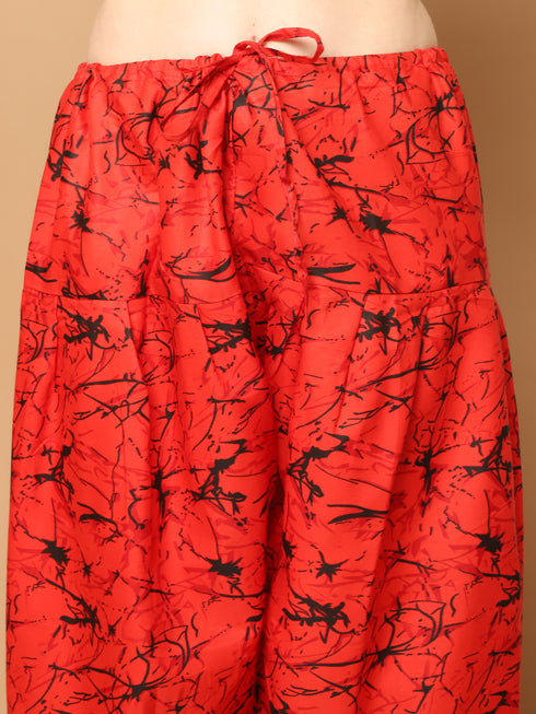 Black Cotton Blend Printed Readymade Patiala Salwar Suit