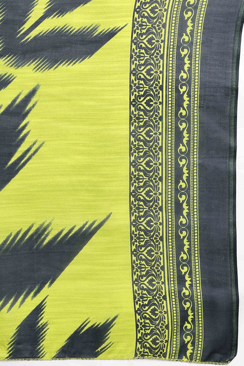 Neon Yellow Cotton Blend Printed Ready to Wear Patiala Salwar Suit