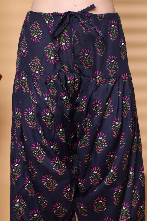 Pink Cotton Blend Printed Ready to Wear Patiala Salwar Suit