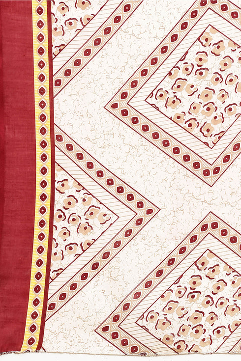 Maroon Cotton Blend Printed Plus Size Ready to Wear Patiala Salwar Suit