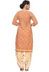 Light Orange Cotton Blend Printed Readymade Patiala Salwar Suit