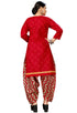 Red Cotton Blend Printed Readymade Patiala Salwar Suit