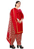 Red Cotton Blend Printed Readymade Patiala Salwar Suit