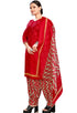Red Cotton Blend Printed Readymade Patiala Salwar Suit