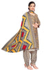 Grey Cotton Blend Printed Readymade Patiala Salwar Suit