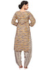 Grey Cotton Blend Printed Readymade Patiala Salwar Suit