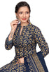 Navy Blue Cotton Blend Printed Readymade Patiala Salwar Suit