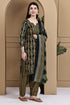 Green Cotton Blend Printed Readymade Patiala Salwar Suit