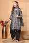Off White & Grey Cotton Blend Printed Ready to Wear Patiala Salwar Suit