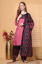 Pink Cotton Blend Printed Ready to Wear Patiala Salwar Suit
