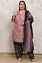 Mauve Cotton Blend Printed Plussize Ready to Wear Patiala Salwar Suit