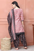 Mauve Cotton Blend Printed Ready to Wear Patiala Salwar Suit