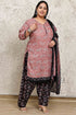 Mauve Cotton Blend Printed Plussize Ready to Wear Patiala Salwar Suit