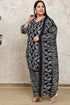 Black & White Cotton Blend Printed Plus Size Ready to Wear Patiala Salwar Suit
