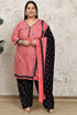 Pink Cotton Blend Printed Plus Size Ready to Wear Patiala Salwar Suit