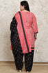 Pink Cotton Blend Printed Plus Size Ready to Wear Patiala Salwar Suit