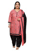 Pink Cotton Blend Printed Plus Size Ready to Wear Patiala Salwar Suit